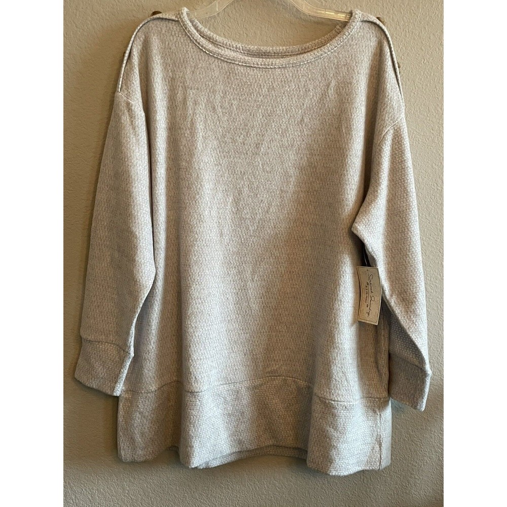 french laundry waffle knit plus size top 1X fall winter casual Ivory